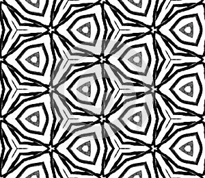 Black and white summer seamless pattern. Hand draw