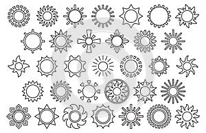 Black and white sun icons