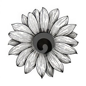 Black And White Sunflower Leaf Vector Illustration