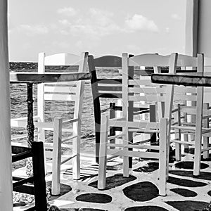 Black and white tables and chairs