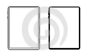 Black and white tablet computers mockups with blank screens. Responsive screens to display your mobile web site design.