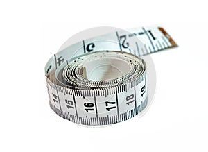 Black-white tape measuring isolated.