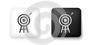 Black and white Target with arrow icon isolated on white background. Dart board sign. Archery board icon. Dartboard sign