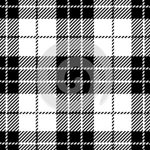 Black And White Tartan Plaid Seamless Scottish Pattern