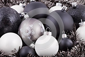 Black, white and taupe Christmas decorations photo