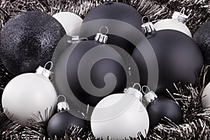 Black, white and taupe Christmas decorations