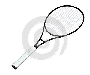 Black and white tennis racquet