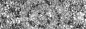 Black and white texture with chaotic triangles. Vector graphics
