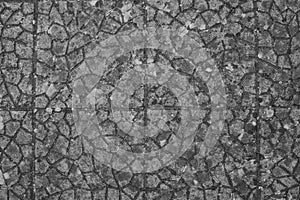 Black and white texture of tiled floor with abstract pattern