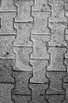 Black and white texture of tiled floor with abstract pattern