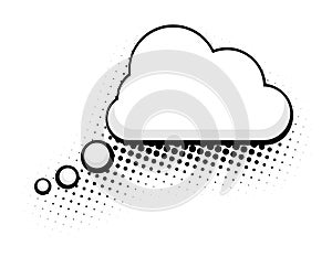 Comic Style Thought Cloud Bubble with Halftone Dots