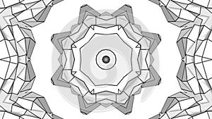 Black and white three-dimensional kaleidoscope patterns. animated abstract. 3d render