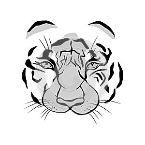 black and white tiger face vector tattoo