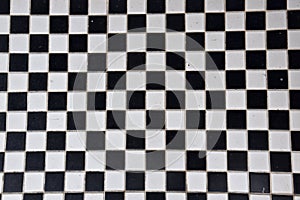 Black and white tile in a checker board pattern