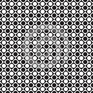 Black and white tile chessboard pattern with circles, vector squares background