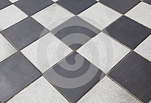 Black and white tiled floor