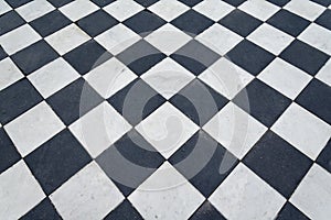 Black and white tiles. Chess floor.