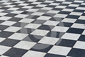 Black and white tiles. Chess floor.