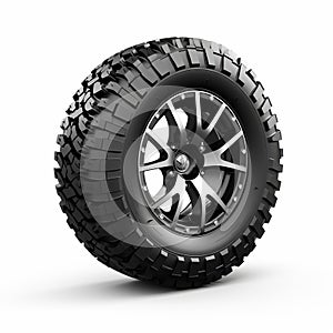 Realistic Off Road Tire Design On White Background photo