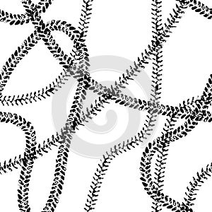 Black and white tire tread grunge protector track seamless pattern, vector