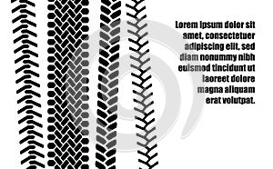 Black and white tire tread protector track ad banner template, vector