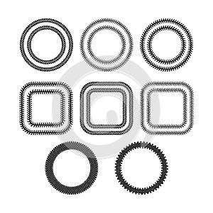 Black and white tire tread protector track frames set, vector