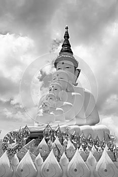 Black and white tone of multiple of buddha statue