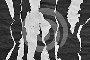 Black and White Torn Paper Collage Style, Ripped Paper Effect, Texture Abstract Background, Copy Space for Text