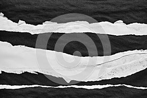 Black and White Torn Paper Collage Style, Ripped Paper Effect, Texture Abstract Background, Copy Space for Text