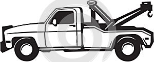 Black and White Tow Truck Illustration