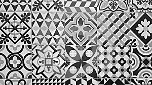Black and white traditional ceramic floor tile