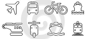 Black White Transport Line Icons web icons travel business