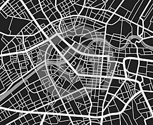 Black and white travel city map. Urban transport roads vector cartography background photo