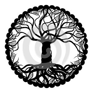 Black and white Tree of Life Medallion