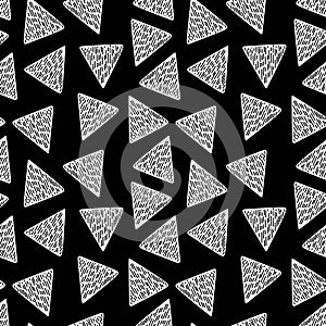 Vector Black and white triangle abstract seamless pattern