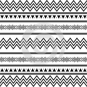 Black and white tribal ethnic pattern with geometric elements, traditional African mud cloth, tribal design. fabric or home