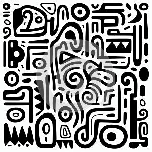 Black And White Tribal Patterns A Fusion Of Jon Burgerman, Esteban Vicente, And Jaume Plensa