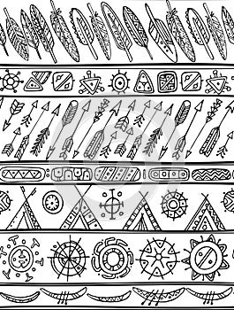 Black and white tribal seamless pattern.