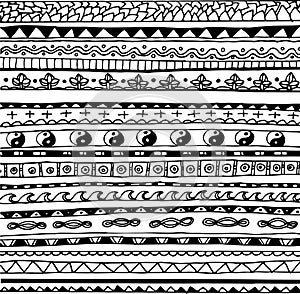 Black and white tribal seamless pattern