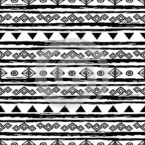 Black and white tribal seamless repeat pattern