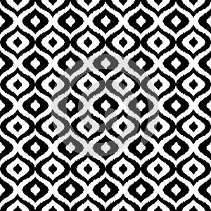 Black and white tribal vector seamless pattern. Hand drawn abstract background. Classic textile design, animalistic