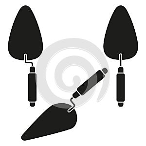 Black and white trowel set silhouette