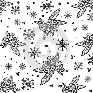 Black and white tulips snow christmas pattern icon background photo
