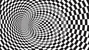 Black and white tunnel. optical illusion