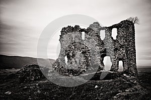 Black and white Turna castle ruins