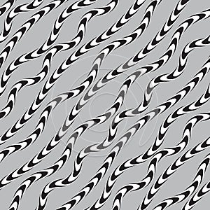 Black and White Twisted Ribbon, Vectro Seamless Pattern.