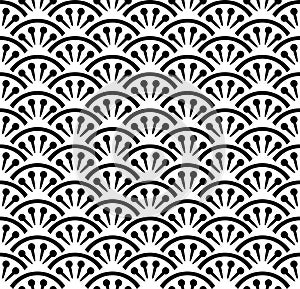 Black and white uchiwa Japanese decorative fan pattern