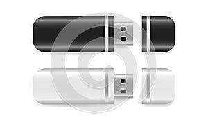 Black and white USB Flash Drive isolated on white background