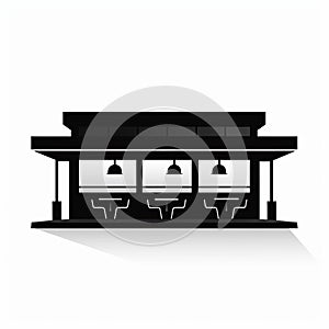 Minimalistic Noir Hamburger Restaurant Icon On White Background photo