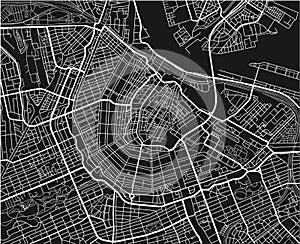 Black and white vector city map of Amsterdam with well organized separated layers.